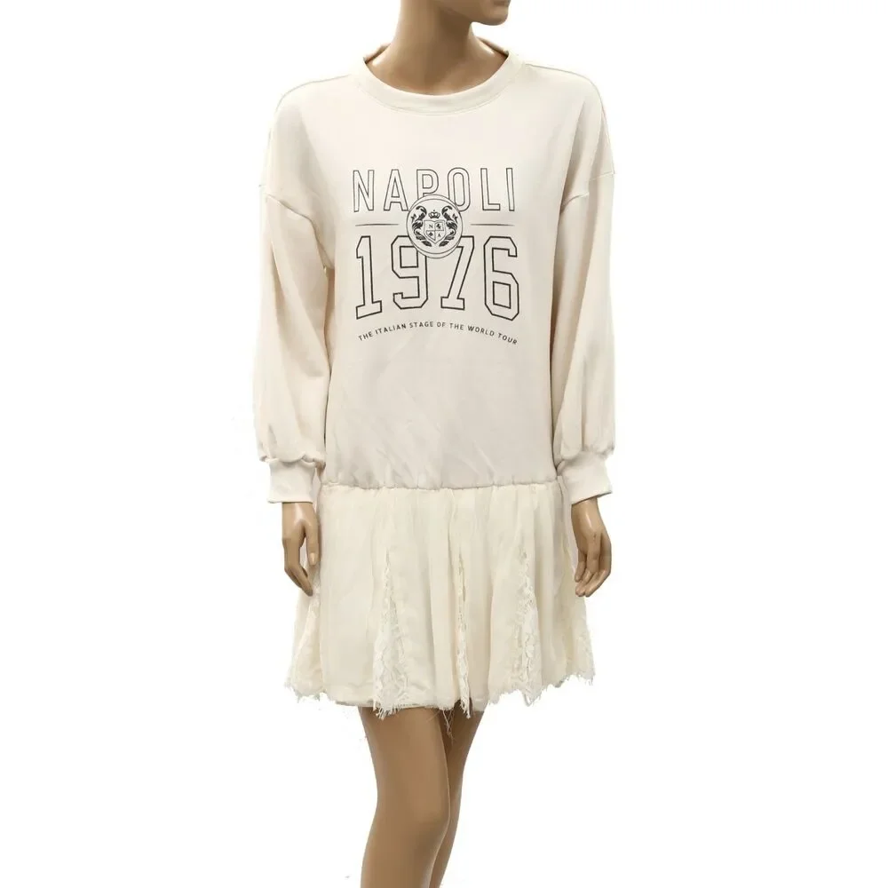 By Anthropologie Pilcro Sweatshirt Twofer Mini Dress Oversized Trendy XS 288458